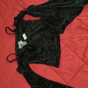 Killstar black velvet crop top